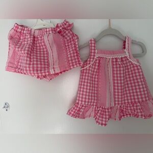 Max Studio Pink Gingham Baby girl Tank & Skort set size 18m